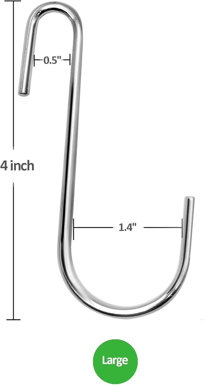 18 Pack 4 inch Heavy Duty S Hooks Pan Pot Holder Rack Hooks S Shaped Hooks Hangers for Oval Ceiling Pot Rack Hanging Kitchenware Spoons Pans Pots Utensils Clothes Bags Towels Plants (Silver)