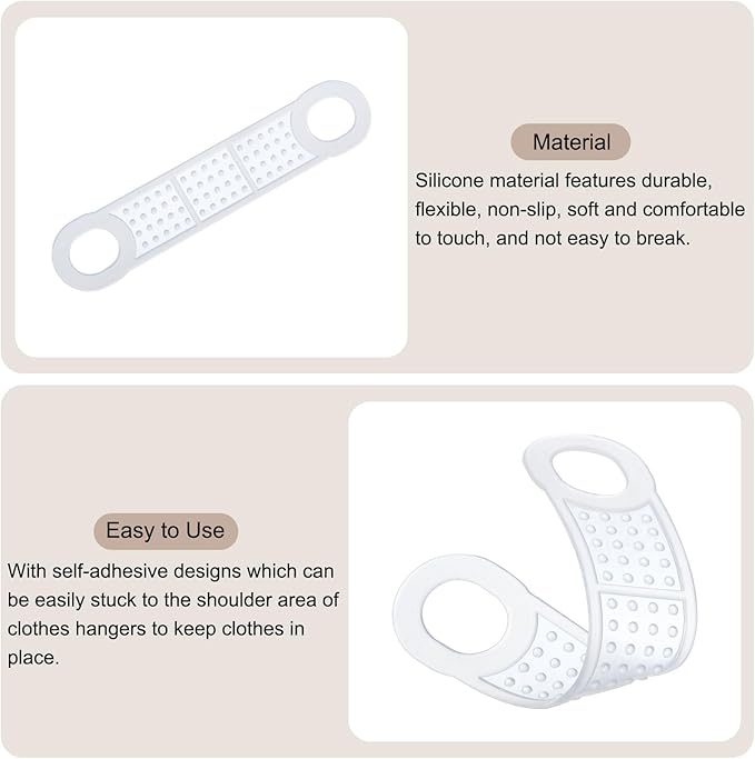 uxcell 50Pcs Non-Slip Hanger Grips Silicone Adhesive Clothes Hanger Strips for Wood Plastic Hangers, Clear (4.13" x 0.79")