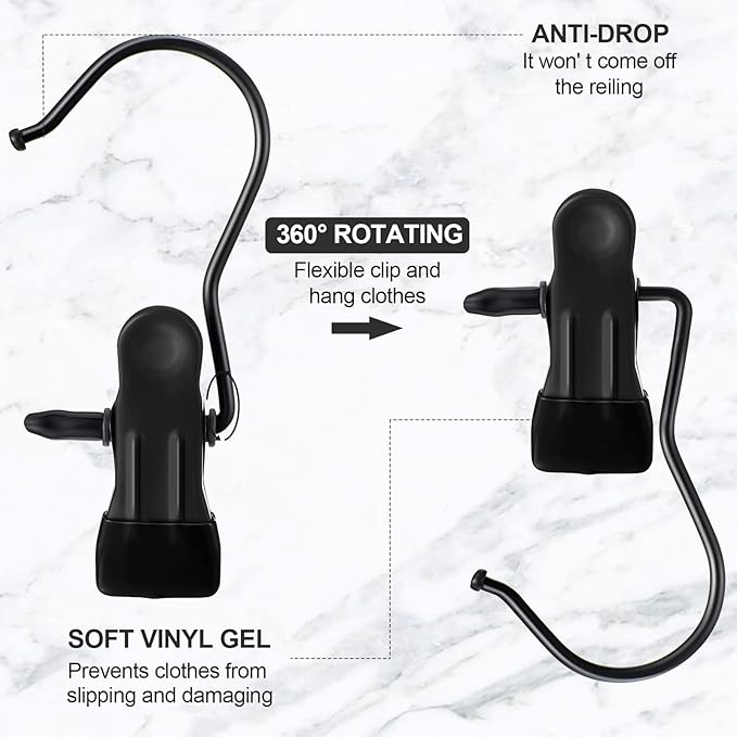 100 Pieces Boot Hangers for Closet Laundry Hooks Hanging Clips Boot Hangers Holder Travel Home Space Saving for Clothes Hats Towels Single Organizer Clamps(Electrophoresis Black)