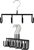 Mawa by Reston Lloyd Non-Slip Space-Saving Clothes Hanger For Belts with 4 Hooks, Style GH, Set of 5, Black
