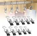 30 PCS Stainless Steel Laundry Hanging Hooks, Anti-Rust Space-Saving Clothespin for Hat Pants Storage, 360 Rotating Hanger Clips for Towels and Boots, Travel Hook for Closet (Black)