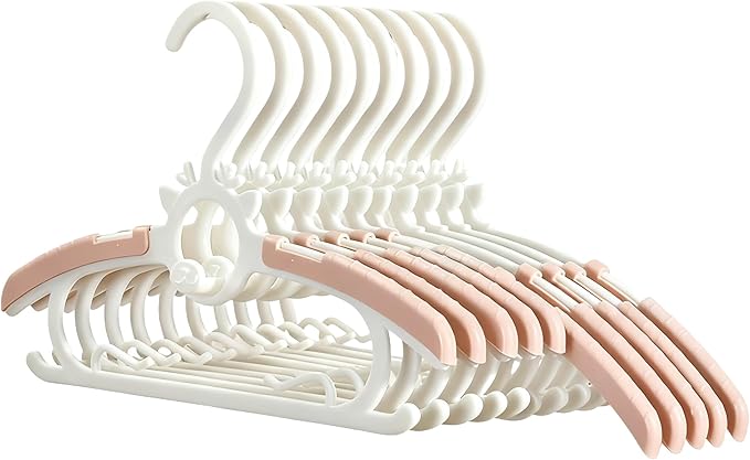 Baby Kids Clothes Hangers, 10 Pack Toddler Infant Nursery Childrens Hanger for Closet, Plastic Adjustable Stackable Hangers for Baby Clothes