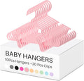 Hsei 5/10/40 Pack Baby Hangers with 10/20/80 Clips, Plastic Kids Pants Hangers for Nursery Closet Top and Bottom Clothes Hanger Set for Newborn Infant Toddler(30 Packs Total,Pink,10.6 Inch)