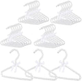 Wesiti 25 Pcs Small Pearl Hanger Mini Pearl Metal Elegant Clothes Hangers with Ribbon for Women Dog Cat (White)