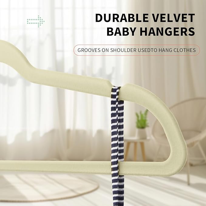 Premium Velvet Clothes Hangers, Heavy Duty Study Black Hangers for Coats, Suit & Dress - Non Slip Clothes Hanger Set (100, Lvory/Silver)