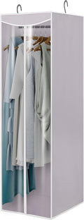 Garment Bags for Hanging Clothes Storage, Long Garment Cover with Zippered Clear Window for Closet Wardrobe Clothes Rack Organizer, Hanging Garment Bags for Dresses, Suits, 1 Pack, Gray