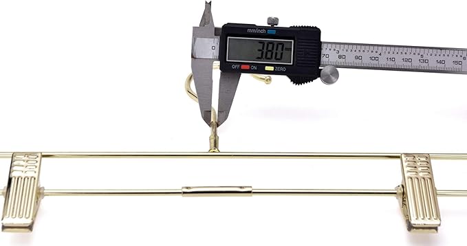 Quality Hangers 10-Pack Pant & Skirt Hanger Set - Gold With Clips - 360-Degree Metal Swivel Hook for Clothes - Anti-Rust Jean Slack & Trouser Hangers