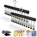 Legging Hangers for Closet, 2026 New Closet Organizer with Clips, 360° Rotating Space Saving Hanging Closet Organizer for Leggings Socks Hats Jeans (Black-12 Clips, 2PCS)