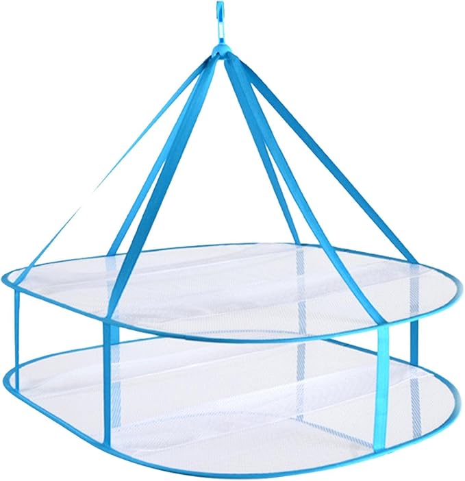 2 Tier Folding Mesh Clothes Hanging Dryer,Sweater Drying Rack Folding Mesh Clothes Drying Rack,Lay Flat to Dry Meshes Cloth Hanger for Delicates and Swimsuit