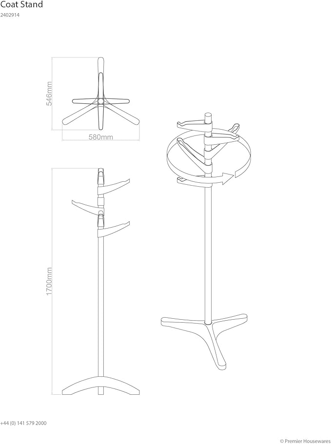 Premier Housewares 6-Arm Coat Stand - White