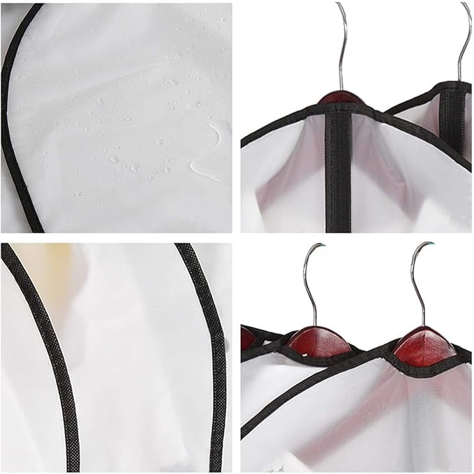 Clear Clothes Covers Hanging Dust Proof Garment Bags with Zipper for Coat Dress Gowns Shirts Jacket Sweater Black Edge Pack 4