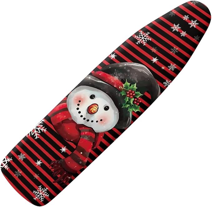 Xmas Ironing Board Cover Christmas Snowman Resist Scorching Extra Wide Ironing Board Cover and Pad Table Top Ironing Board Cover with Hook and Loop 54x15 inches