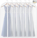 Garment Bags for Long Dresses,60in Clear Hanging Lightweight White Breathable Dust Proof Covers with Study Full Zipper for Clothes Storage Closet Pack of 6