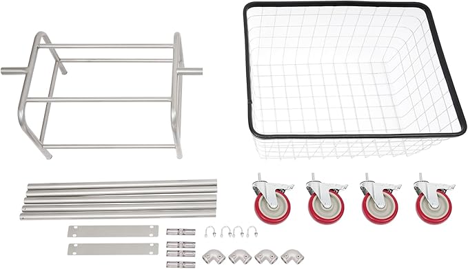 Steel Wire Laundry Cart, 110lbs Heavy Duty Commercial Laundry Basket Cart Laundry Hamper Organizer Laundry Basket with Hanging Rack & Removable for Homes Hotels & Bathrooms (27 x 22 x 67 inch)