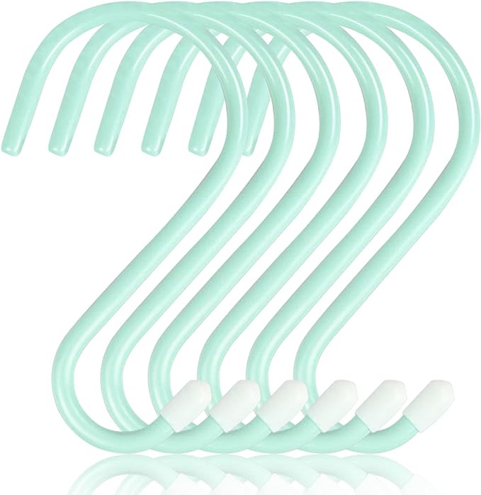 6 Inch Large Heavy Duty S Hooks,Green S Hook for Hanging Clothes,Rubber Coated S Hooks, Non Slip Vinyl Coated S Hanger Hook for Hanging Plants Outdoor, Pots and Pans, Coffee Cups, Garden