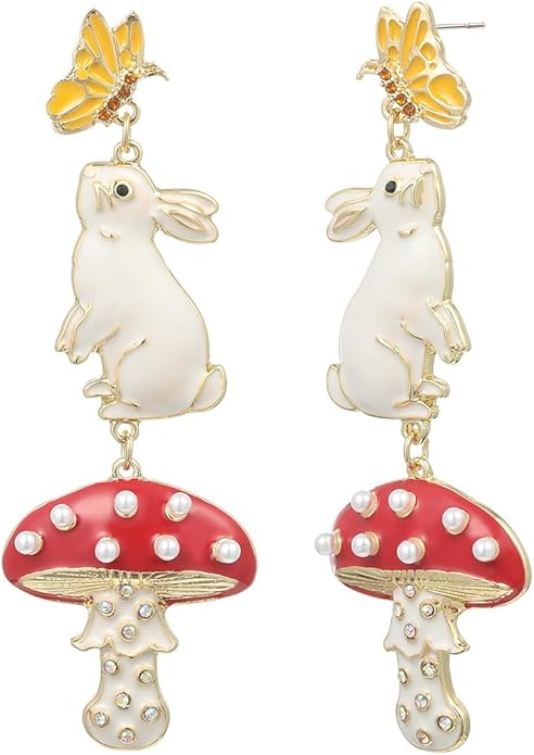 Madison Tyler Fall Earrings for Women | Cute Statement Autumn Earrings Dangling | Maple Leaf Scarecrow Shoes Shoes Rabbit Mushroom Earrings for Women