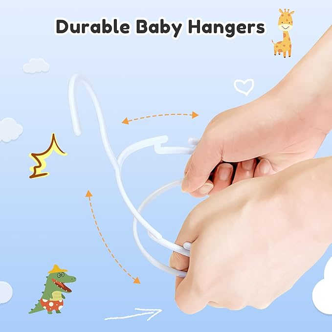Baby Hangers 50 Pack Non-Slip Kids Plastic Hangers for Closet, Space Saving Toddler Hanger for Infant Clothing, Childrens Hanger for Child, White