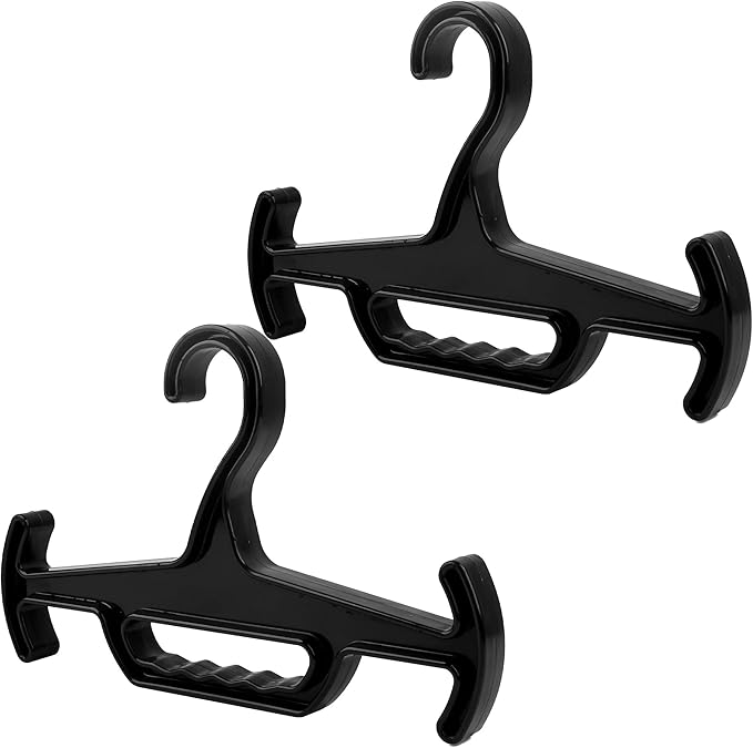 Impresa Tactical Gear Hangers - 2 Pack, Black Resin - Plastic Vest Hangers for Bulletproof Vest & Police Gear, Anti-Slip & Reversible Handle