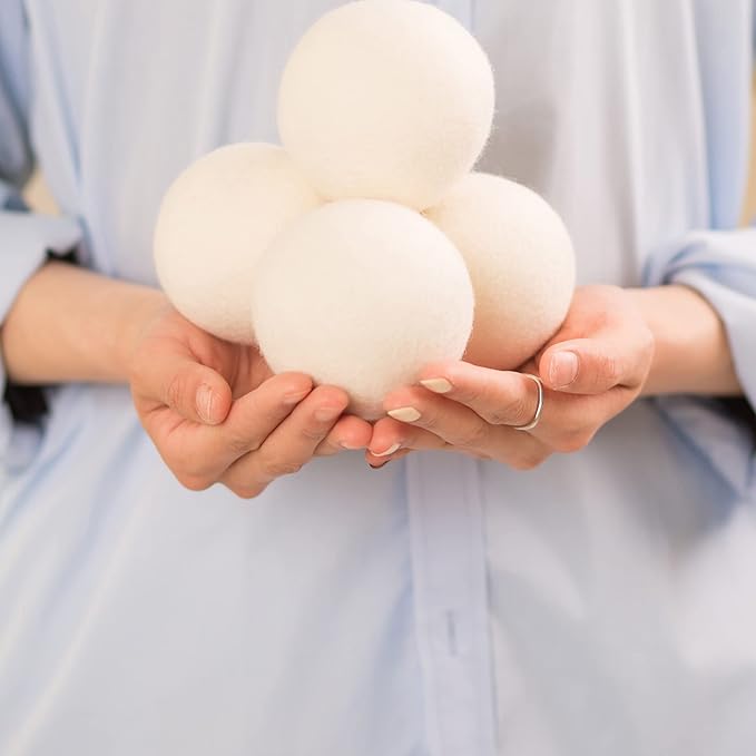 Wool Dryer Balls-Pack of 6 XL,Premium Reusable New Zealand Natural Fabric Softener,Saves Drying Time, Handmade,Upgraded Version(Made of The Latest Shearing)-3 Inch