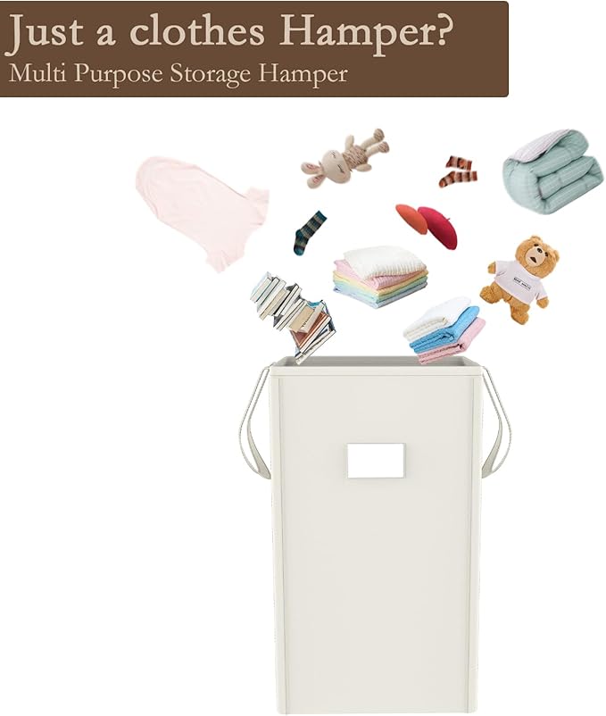 MCleanPin 210L Laundry Hamper Collapsible with 2 Washable Laundry Bags, Dirty Clothes Hamper,Laundry Basket with Handles Foldable Hamper Dorm Laundry Basket for College (Cream White)