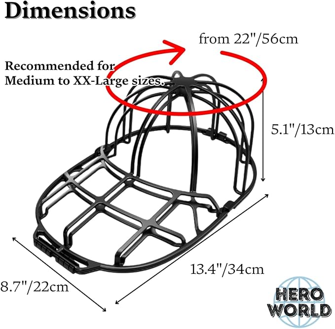 Cap Washer Cage Baseball Cap Shape Protector Hat Washer with Mesh Laundry Bag for Washing Machine Dishwasher Safe 2 Pack (2)