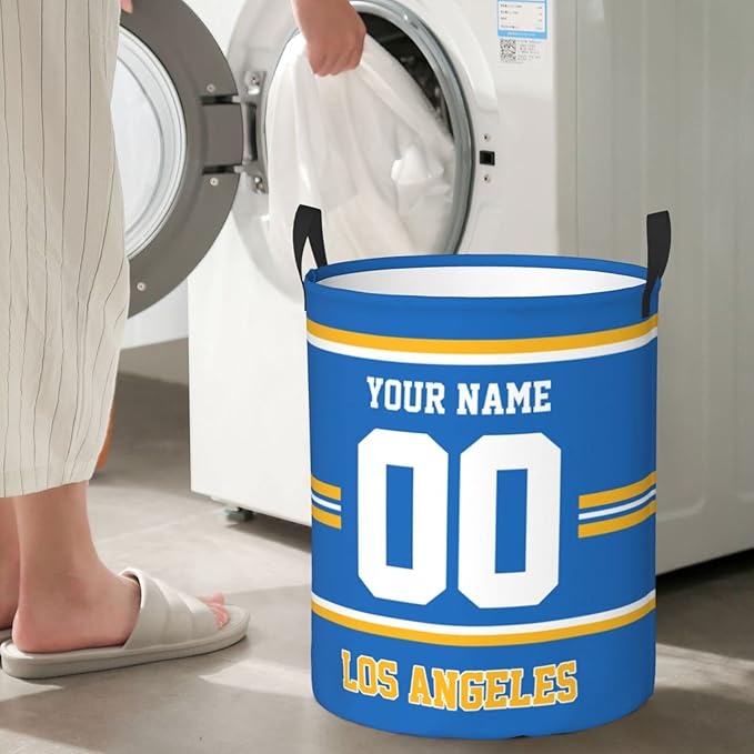 Custom Los Angeles Laundry Hamper Personalized Laundry Basket Customized Name And Number Collapsible Storage Basket for Bedroom Bathroom Living Room Gifts