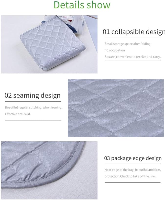 Kaxich Foldable Magnetic Ironing Mat Washer Dryer Heat-Resistant Ironing Pad Blanket Thick Portable Ironing Board Cover for Table, Travel and Flat Surface 33"X 19"