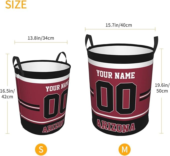 Custom Arizona Laundry Hamper Personalized Laundry Basket Customized Name And Number Collapsible Storage Basket for Bedroom Bathroom Living Room Gifts