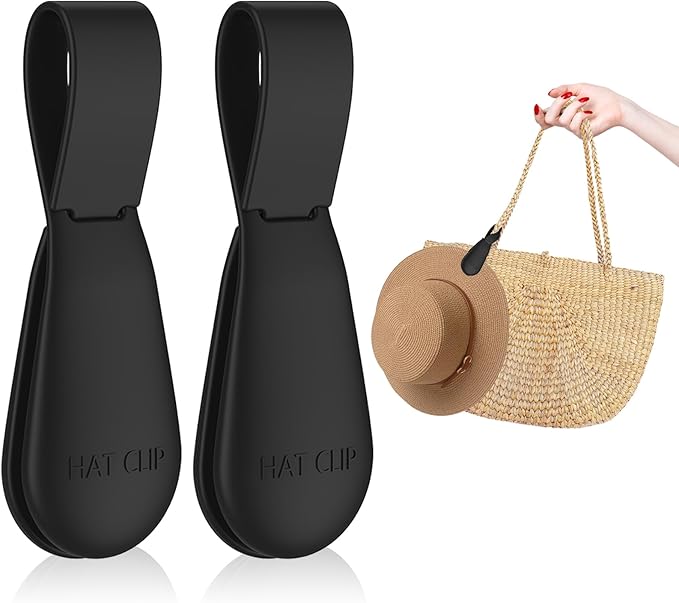 Magnetic Hat Clip 2-Pack - The Black Hat Clip for Travel on Bag, Magnetic Hat Clips for Bag, and Secure Hat Holder for Travel on Caps & Beach Hats, Vacation Essentials