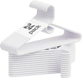 Heavy Duty Plastic Hangers 24 Pack, White Plastic Hangers for Standard Size Clothes with Hook & Non-Slip Pants Bar for Shirts, Pants, Coat, Dresses, Jackets, Scarves and Belts