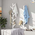 2 Pack Vertical Coat Rack Wall Mounted - 9 Hooks, Coat Hooks for Wall, Modern Metal Coat Tree for Hats, Jackets, Bags, Entryway Bedroom-White (Height 37.8")