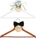 Bride & Groom Hanger - 2 Pack Personalized Name Tags, Dark & White Wood Bridal Dress Hanger, Ideal Keepsake for Wedding Day Photos & Gift