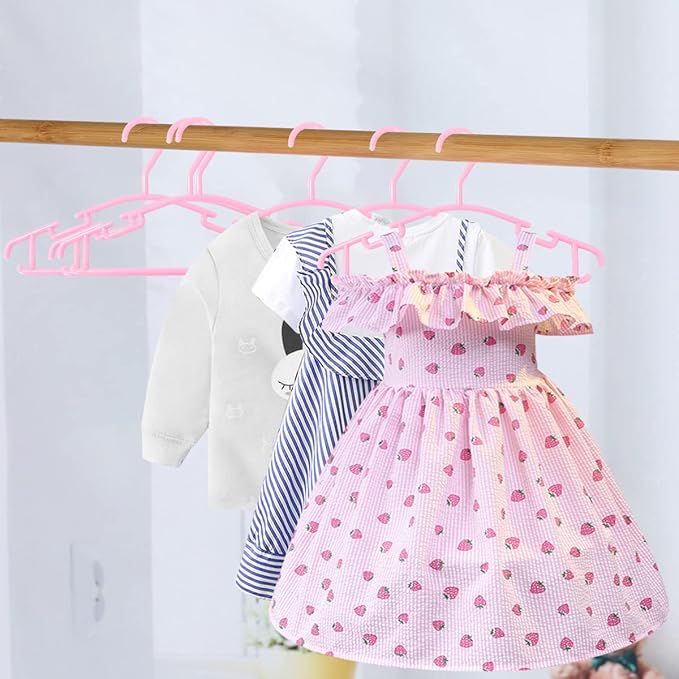 GoodtoU Baby Hangers Pink Kids Hanger Clothing Baby Hangers for Nursery Plastic Kids Hanger 100 Pack