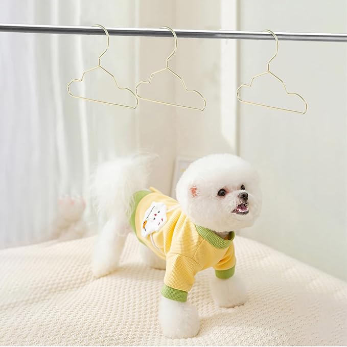 Didiseaon 10Pcs Pet Clothing Holder Metal Mini Clothes Hanger, 5.9 X 4.33 Inches, Closet Storage Rack for Baby Toddler Kids Cat Dog (Gold)