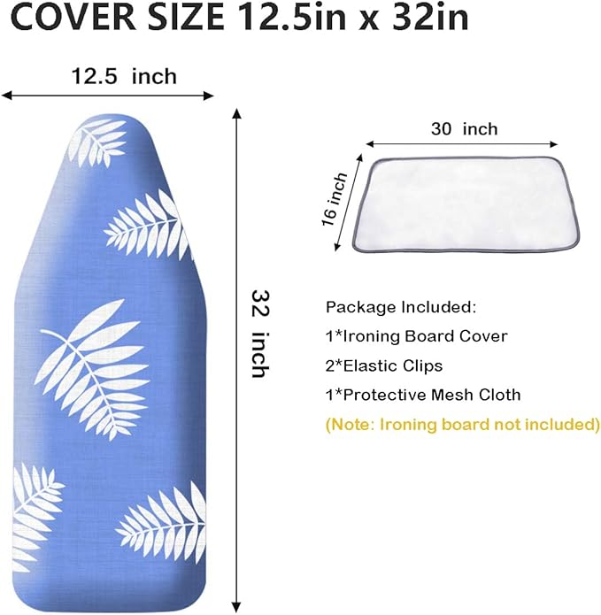 SheeChung 12.5 x 32 Inch Mini Ironing Board Cover - with 100% Cotton Iron Cover and Extra Thick Pad,Resists Scorching and Staining,Fits for Small Tabletop Ironing Board (Ironing Board Not Included)