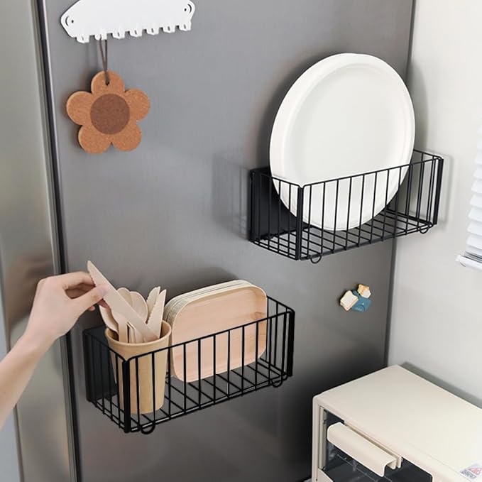 Picowe Large Dryer Ball Organizer Magnetic Storage Bin, Foldable Magnetic Dryer Ball Holder for Laundry Room Organization and Storage to Hold 4-6 Dryer Balls, Without Balls（Black,M）