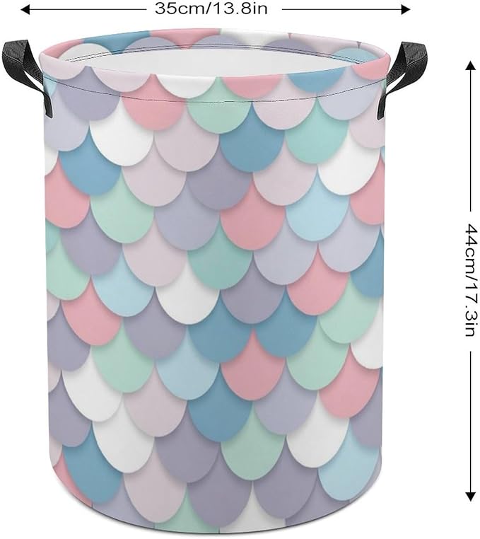 Mermaid Laundry Basket Mermaid Decorations Girls Hamper Clothes Toy Storage Bin for Kids Girls Bathroom Decor