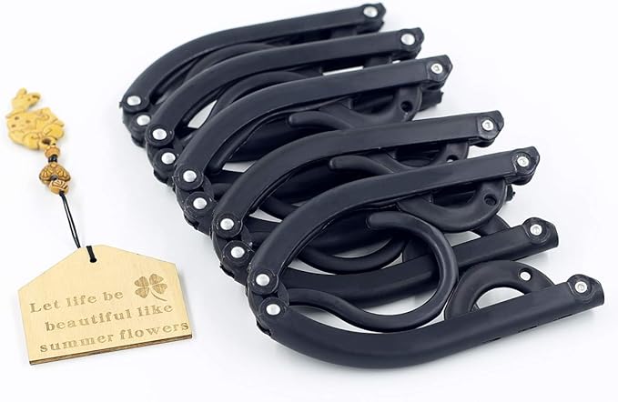 20 Pcs Portable Folding Travel Clothes Hangers, Foldable Clothes Drying Rack for Travel (Matt Black)