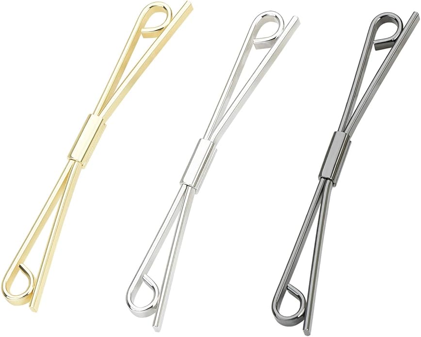 3PCS Shirt Collar Clips Necktie Tie Clips Clip-on Collar Bars Gold Silver Black Metal Cravat Clips Collar Pin Accessories for Men