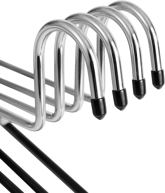 VASLIM Extra-Wide Drapery Hangers Blanket Hangers Heavy Duty Black Vinyl Coated Nonslip - Holds Up to 40 Lbs - Great for Quilts, Comforters, Table Cloths, Bedding, Towels, Rugs (8 Pack)