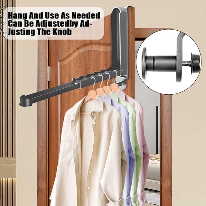 Over The Door Hanger Hooks for Clothes Small Portable Storage Hooks, Over The Door Clothes Drying Rack for Laundry Heavy Duty Foldable Clothes Organizer Coat Towels Hanging Rack