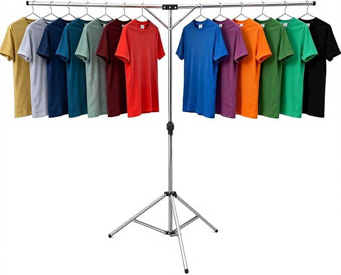 Foldable Portable Space Saving Clothes Drying Rack, Heavy Duty Stainless Steel Laundry Drying Racks, Adjustable High Capacity Garment Rack, with Windproof Hooks.