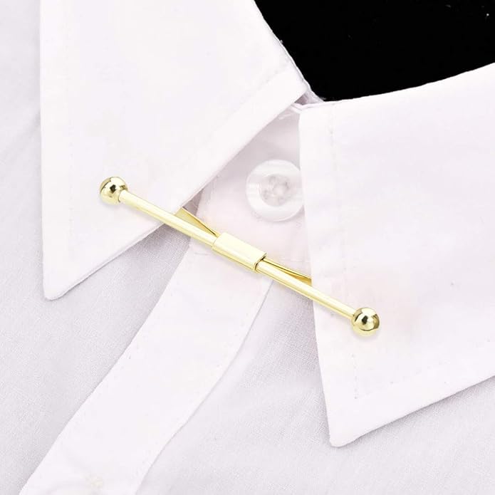 3PCS Shirt Collar Clips Necktie Tie Clips Clip-on Collar Bars Gold Silver Black Metal Cravat Clips Collar Pin Accessories for Men