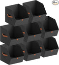 Fabric Closet Storage Cubes - 8 Pack Square Storage Bins with Dual Handles for Clothes, Towels, Toys, Cube Storage Organizers for Bedroom, Nursery, Shelves, Closet, Small Spaces, Black