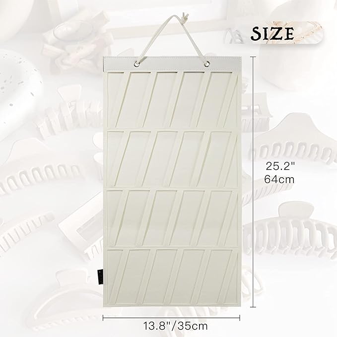 Rentoudu Haya Claw Clip Organizer Holder - Hanging Claw Clip Storage for Women & Girls - Wall, Door, Closet Display - Off-White, 1Pcs