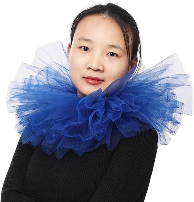 BLESSUME Victorian Retro Mesh Neck Ruff Ruffle Collar Layered Clown Neck Collar
