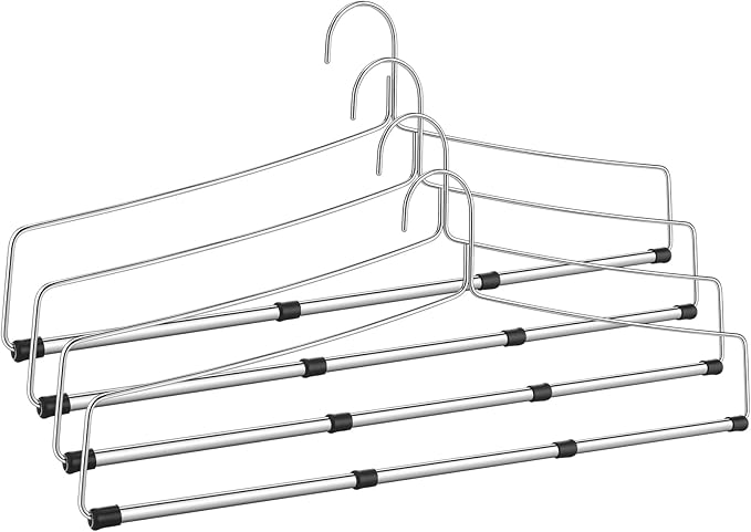 4 Pcs Bedspread Drapery Hangers 22 Inch Metal Linen Hanger Heavy Duty Blanket Tablecloth Hangers with Anti Slip Rubber Sleeve for Heavy Items, Silver