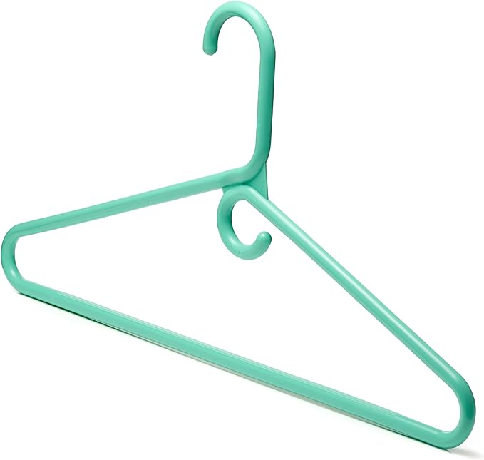 DEILSY™ Aqua Heavy Duty Hangers with Hooks for Scarves & Belts – Thick and Strong Clothes Hangers for Shirts, Jackets, Pants, and Dresses – Space-Saving Plastic Hangers – Pack of 10