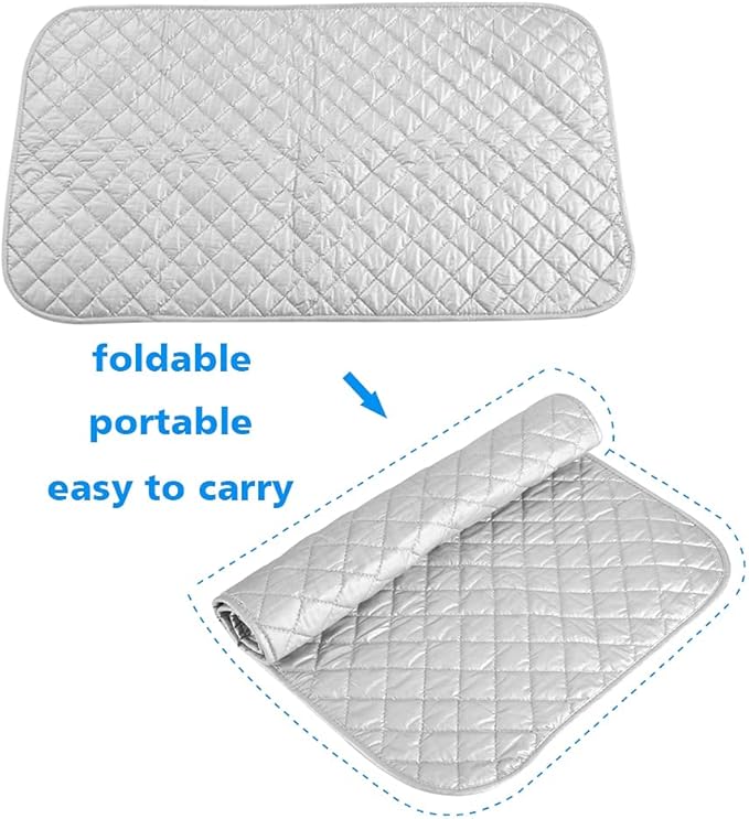 Magnetic Ironing Mat Blanket, Ironing Mat with Silicone Pad Heat Resistant Ironing Blanket Thick Portable Travel Ironing Pad for Home(02)
