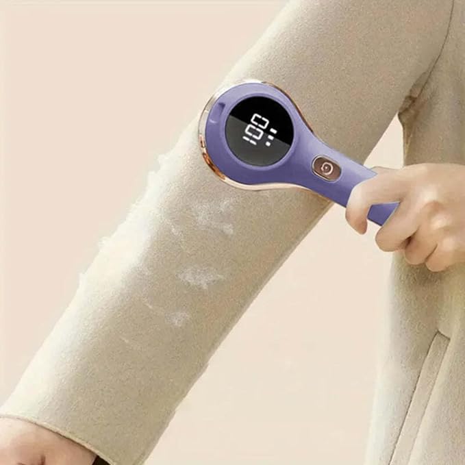 BILIKEYU Electric Portable Sweater Defuzzer Rechargeable Fabric Shaver with LED Digital Display Lint Remover with 3 Speeds and 6 Cutters Sweater Defuzzer to Pilling for Clothes F (Purple, One Size)